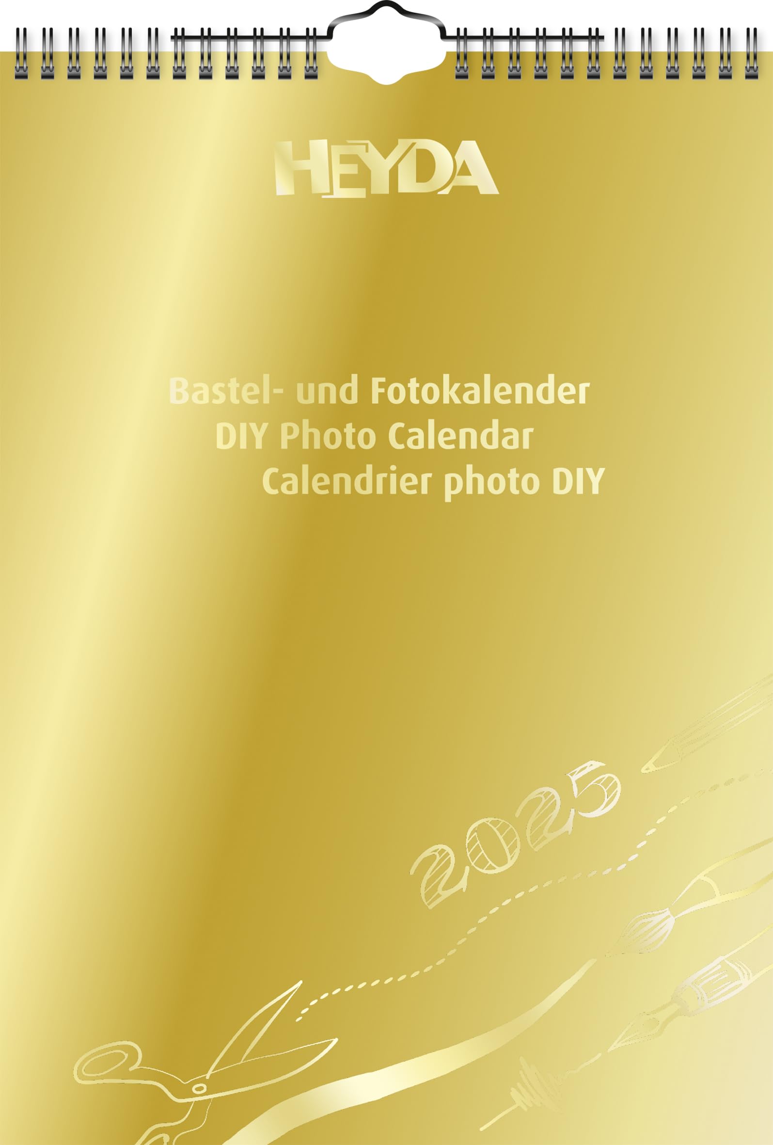 Heyda 2025 Year Bound Craft Photo Calendar 1 Sheet = 1 Month A4 Gold