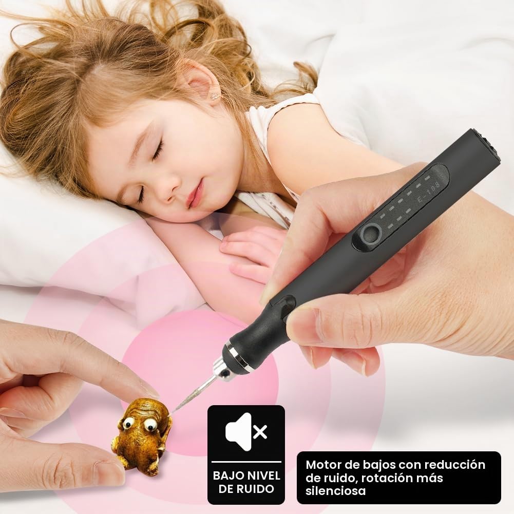 Ainiv Grabado Pluma Herramientas Eléctrico, Recargable Inalámbrico Engraving Pen por USB, DIY Micro Grabador con 30 Herramientas de Tallado Rotativas para Tallar Vidrio, Madera, Metal, Piedra (Negro)