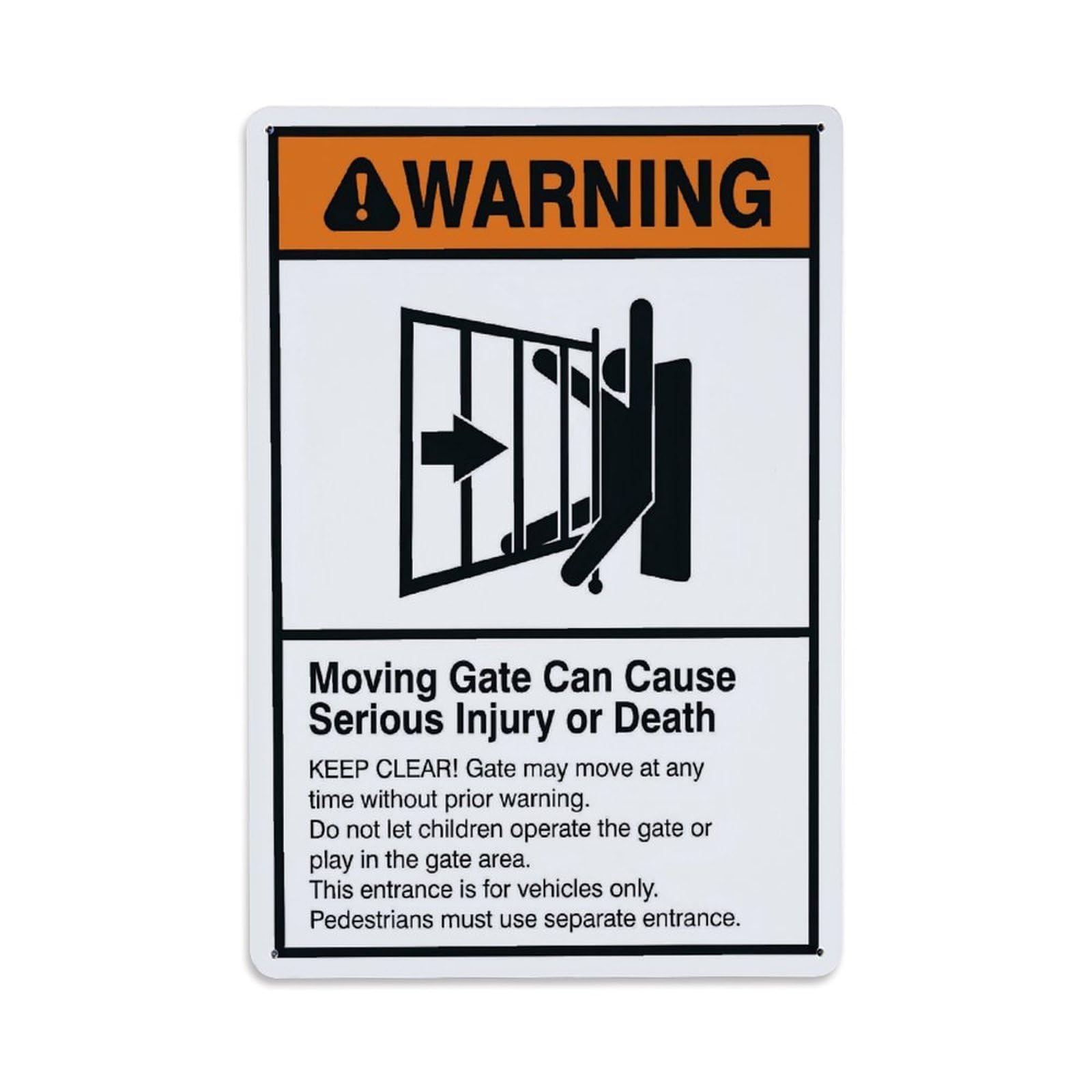 Warning Moving Gate Hazard Safety Warning Vertical Sign Vintage Aluminium Metal Sign, Retro Wall Decor for Home, Bar, Garage & Farmhouse 30x20cm