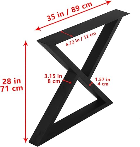 Miniatura 5 de MBQQ 2 patas de muebles rústicas con forma de triángulo, patas de escritorio de metal resistente, patas de mesa de comedor, patas de banco de hierro