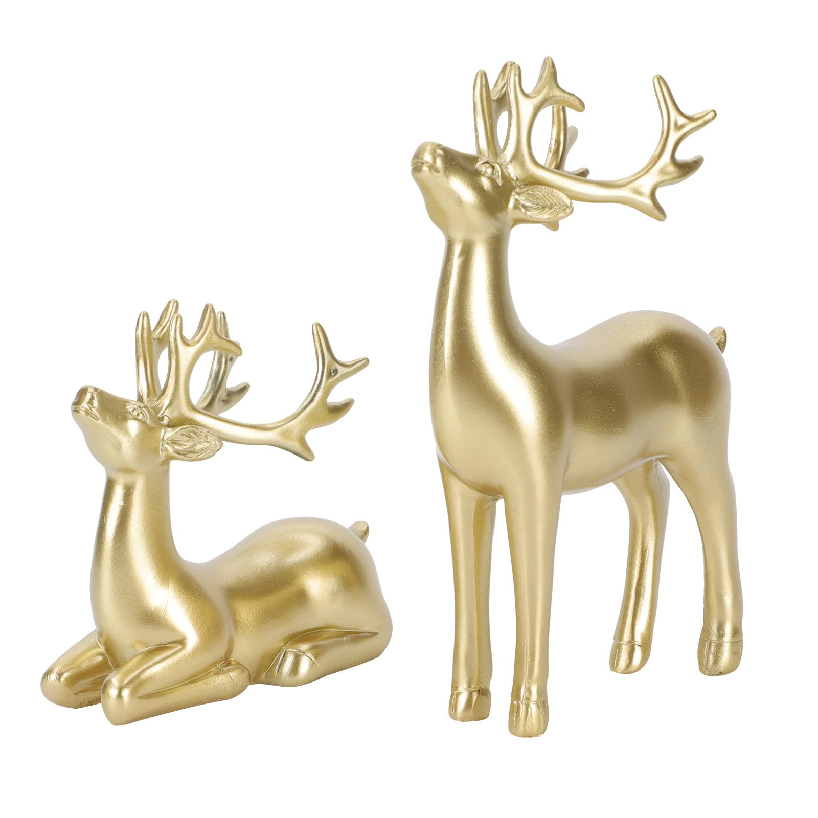 DOITOOL 2 Figuras De Renos Navideños para Decoración del Hogar Decoraciones Doradas De Renos para Interiores para Sala De Estar Dormitorio Oficina Y Estante Regalo para Su Esposa