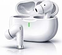 Fone de Ouvido Bluetooth 5.4 TWS Branco Sem Fio com Microfone, Controle Touch, Intra Auricular com Redução de Ruído, Estojo USB-C, Até 16h, Android e iPhone