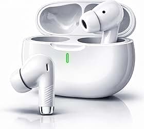 Fone de Ouvido Bluetooth 5.4 TWS Branco Sem Fio com Microfone, Controle Touch, Intra Auricular com Redução de Ruído, Estojo USB-C, Até 16h, Android e iPhone