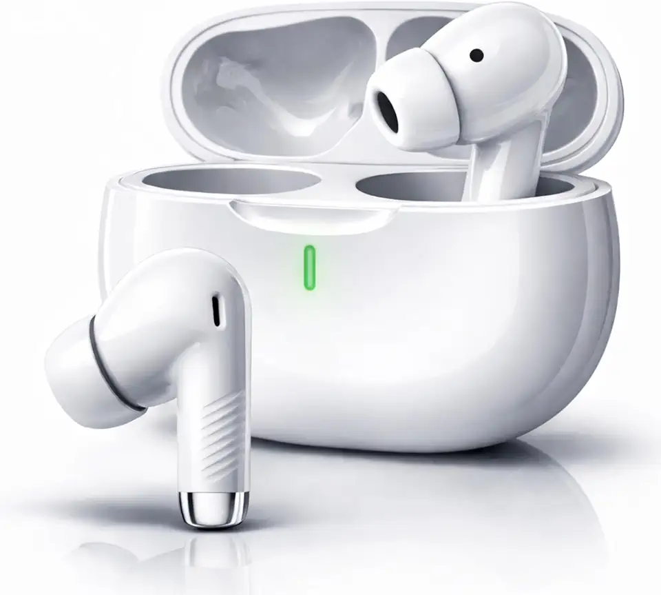 Fone de Ouvido Bluetooth, versão 6.0 Sem Fio TWS Intra Auricular com Redução de Ruído, Controle Touch, Microfone Integrado, Estojo Carregador USB-C, Até 16h, Android e iPhone