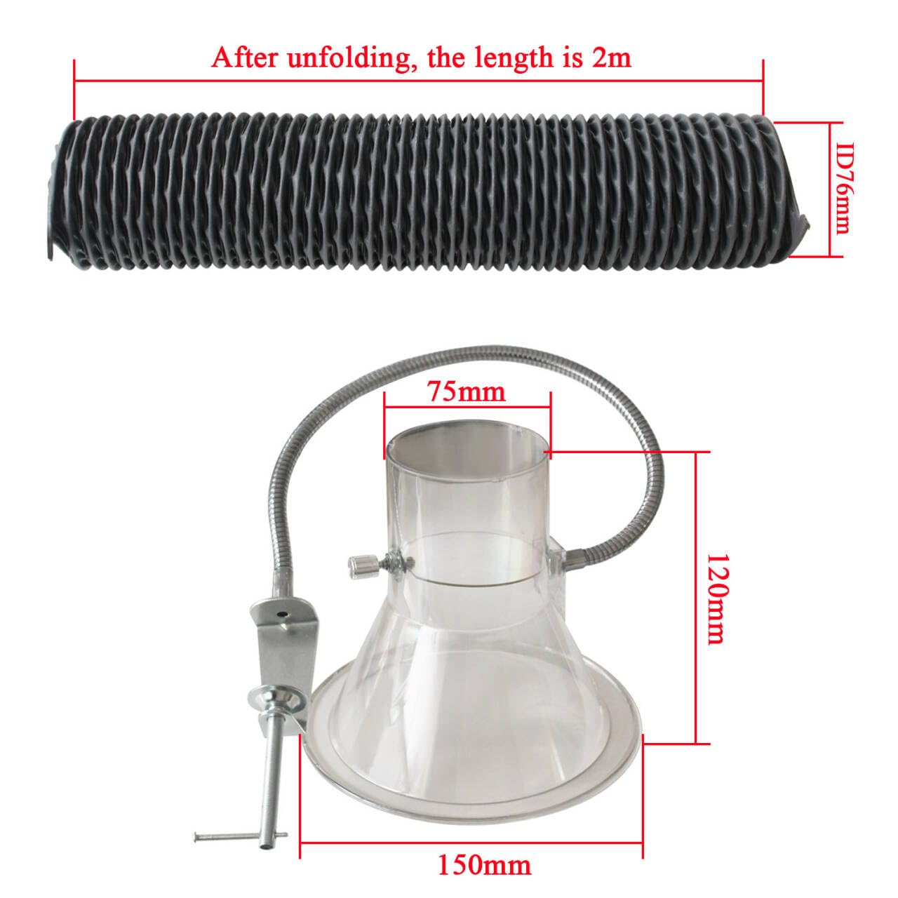 Vevor - Afzuigventilator - Industriële ventilatie - Ventilator met 10M PVC-kanaalslang
