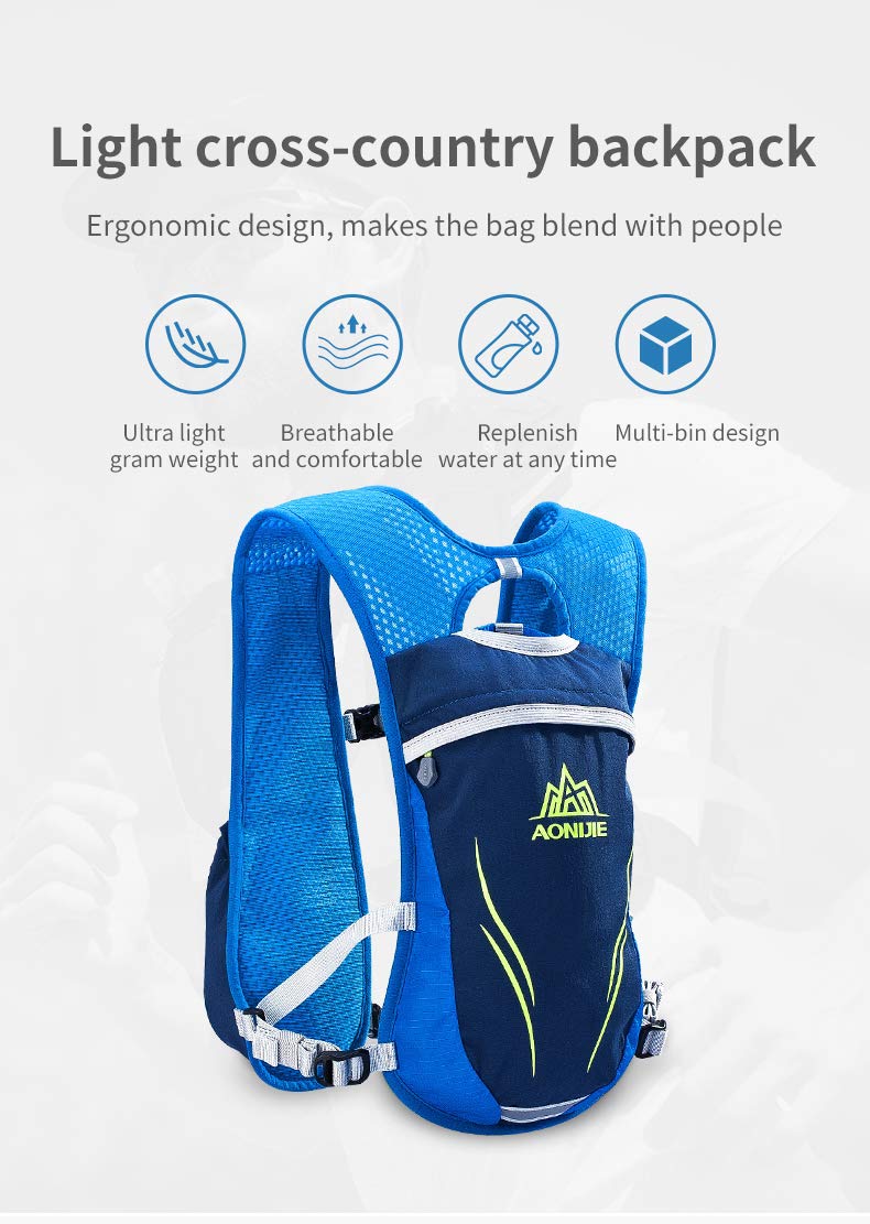 AONIJIE - Zaino da 5,5 l, per maratona, ciclismo all'aperto, arrampicata, con sacca d'acqua da 2 l