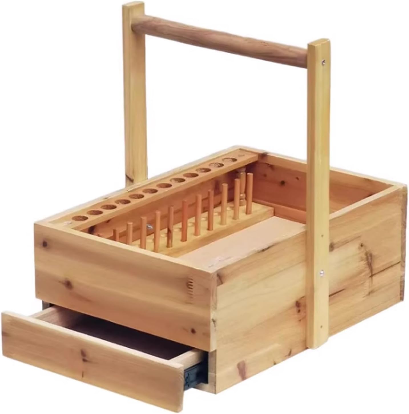 Wooden Test Tube Rack with Drawer, Lab Storage Basket, Holds Multiple Test Tubes & Lab Tools, Durable Lab Equipment for Classroom & Research Labs