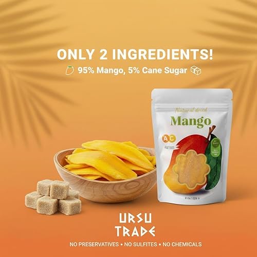 Miniatura 2 de Mango seco natural, sin productos químicos añadidossin dióxido de azufre, calidad premium, sabroso aperitivo. 100% natural - 8 oz (226 g)