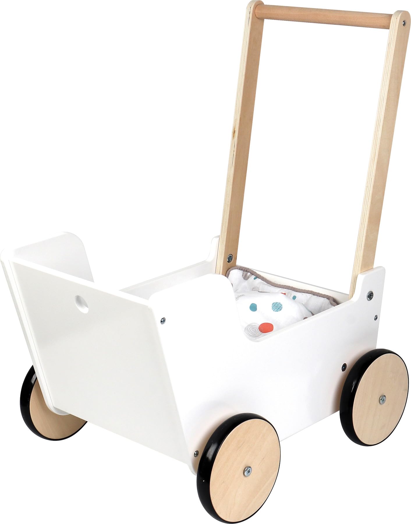 small Foot Cochecito de Paseo de Madera Little Button, Incl. Ropa de Cama Reversible, a Partir de 3 años, 12496, Color marrón, 463354 cm