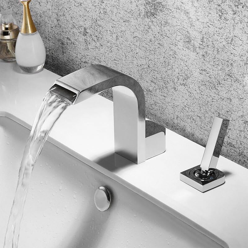 Mitigeur de lavabo cascade chrome pour évier double trous