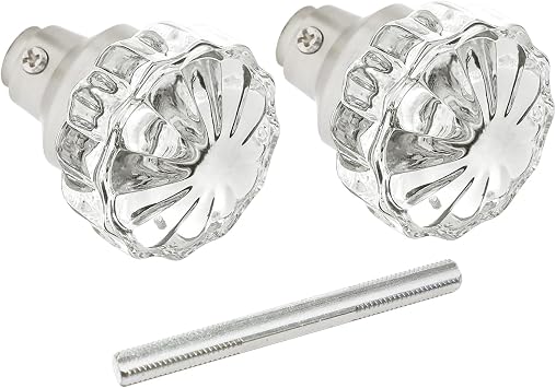 Glass Door Knobs Interior - Vintage Crystal Glass Knobs with Antique Mortise Lock Replacement for Interior Doors, Cabinets, Old-World Style Restorations Brushed Nickel 1 Pack