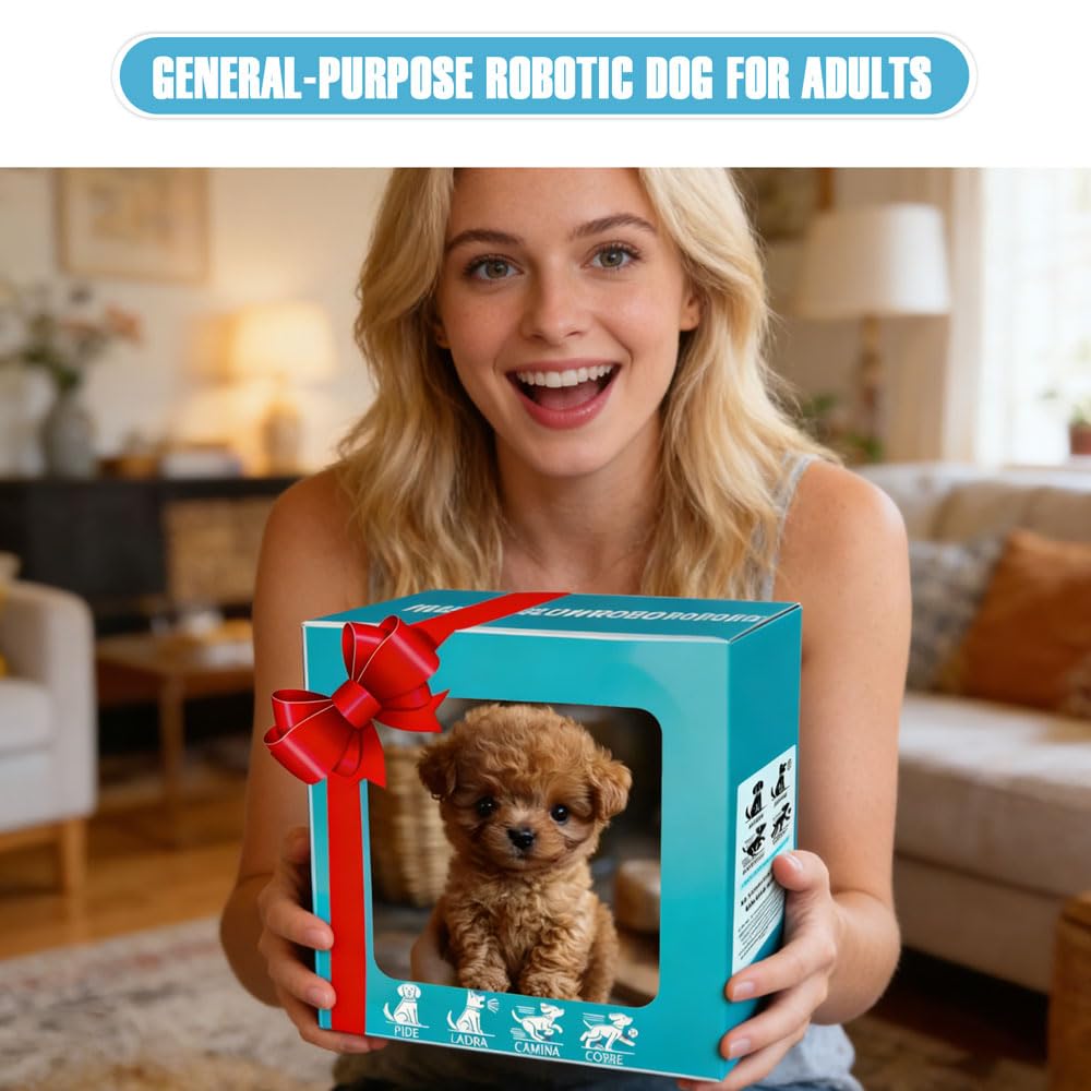 Nouveau Chien Robotisé pour Adultes 2025, Mes Chiot Robotiques Réaliste, Marche, Aboie, Remue La Queue, Chien Qui Marche Et Aboie pour Adultes et Enfants