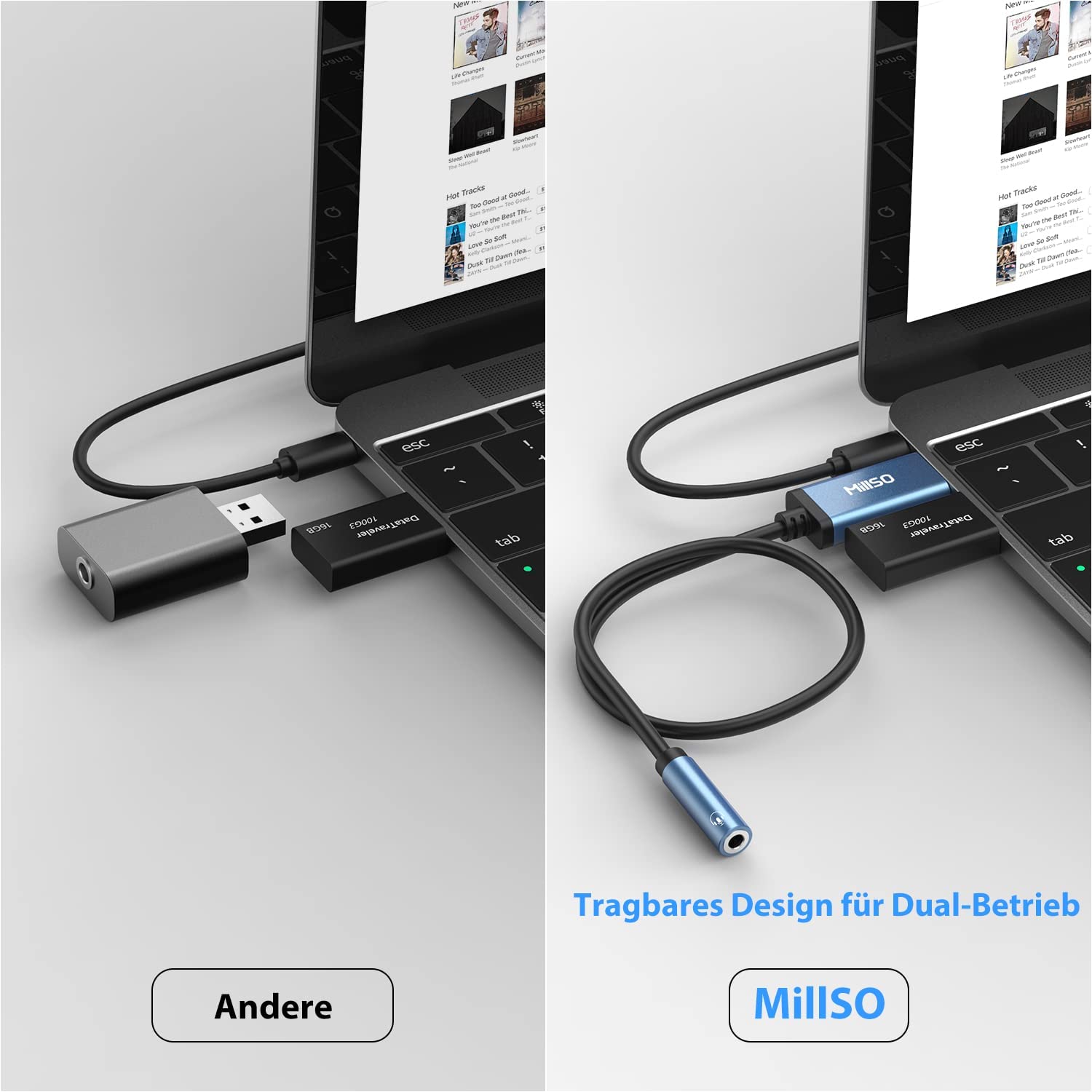 MillSO Adattatore jack da USB a 3,5 mm TRRS Aux femmina (audio e microfono) scheda audio esterna USB Audio Stereo Adattatore esterno per PS4 Laptop Computer Cuffie - 100 cm