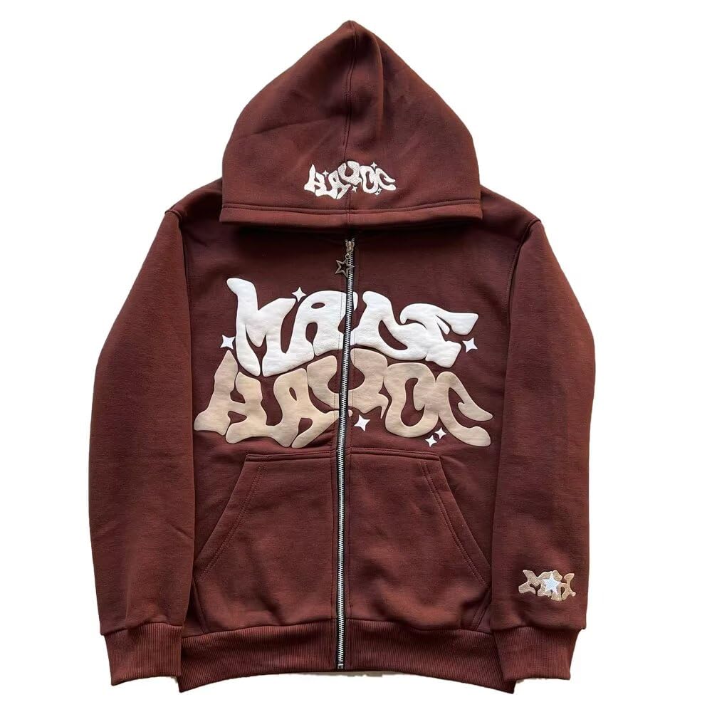 Sudaderas con capucha y cremallera Y2K con estampado