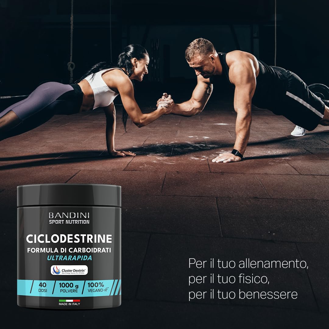Bandini® Destrina Ciclica Polvere (Cluster Dextrin®) 1000 g - Carboidrati premium ad alta ramificazione - Energia potenziata grazie alla formula brevettata - Vegan