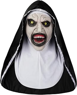 Halloween Nun Mask Realistic Mask Nun with Headscarf Evil Nun Mask Full Head Costume Latex Mask Halloween Party Props