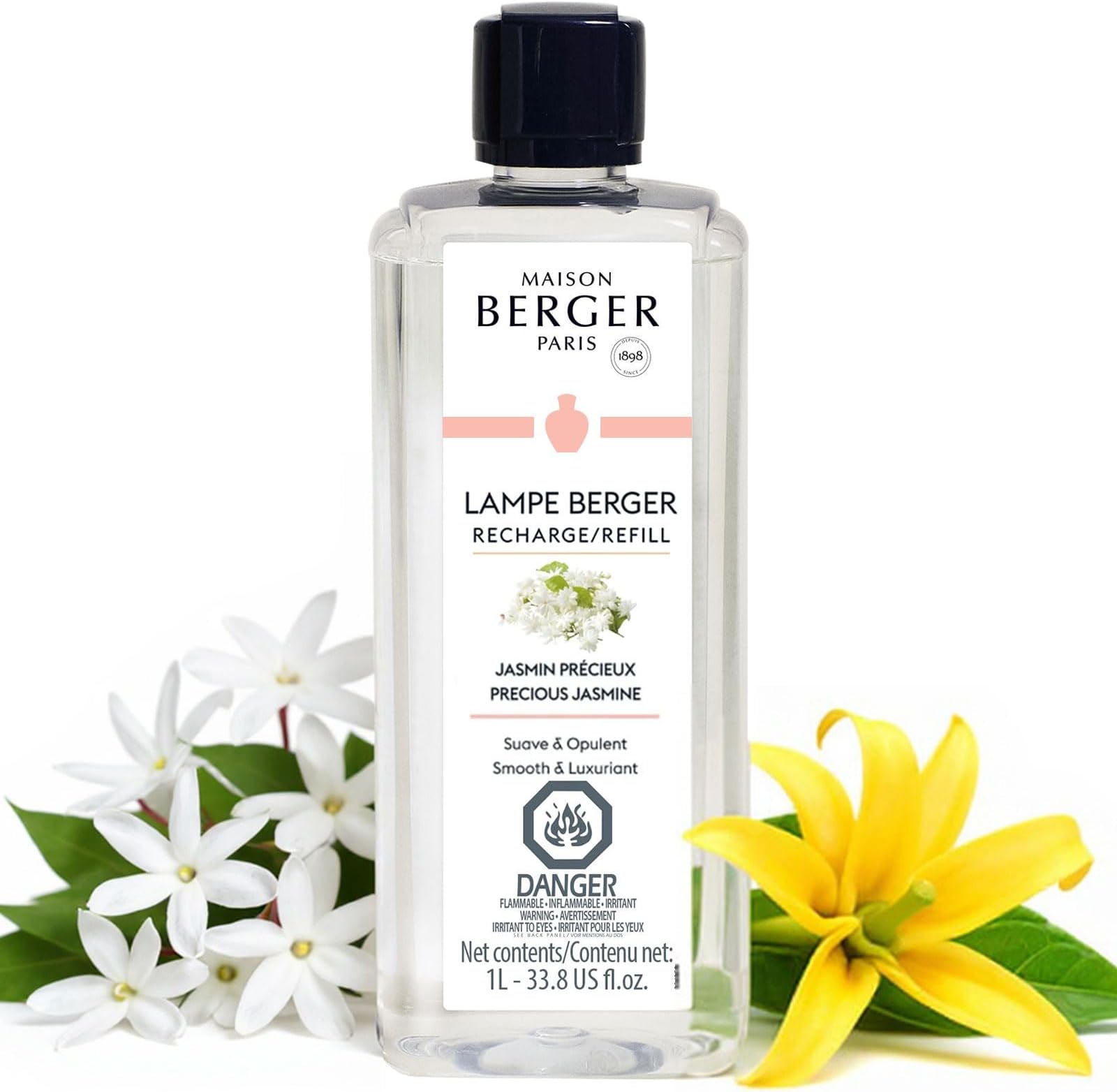 MAISON BERGER Precious Jasmine Lampe Berger Fragrance Refill for Home Fragrance Oil Diffuser - 33.8 Fluid Ounces - 1 Liter