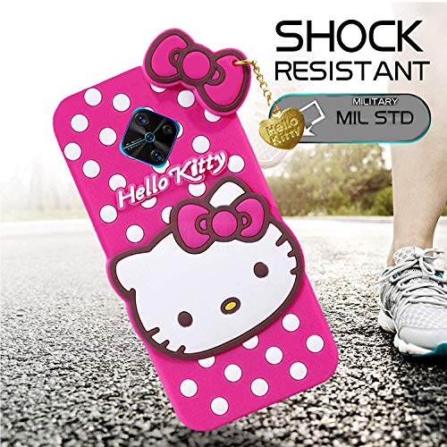 Image of Unirock Hello Kitty Back Case Cover for Vivo S1 Pro| 3D Cute Hello Kitty Case |Soft Silicone Rubber Back Cover with Pendant Kitty Cover for Vivo S1 Pro
