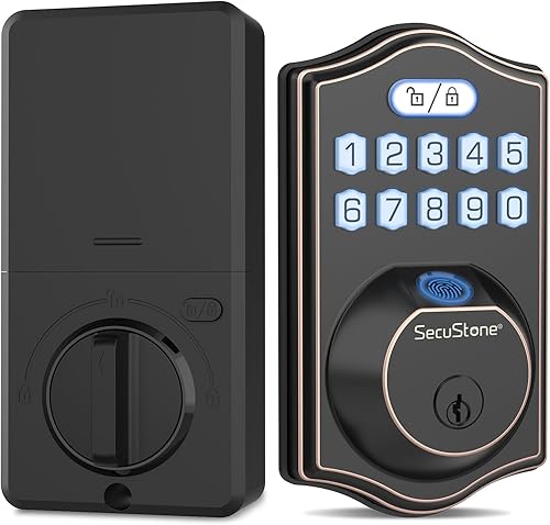 Smart Lock - Cerradura de puerta de huella digital Secustone - Cerradura de puerta de entrada sin llave - Cerradura inteligente para puerta