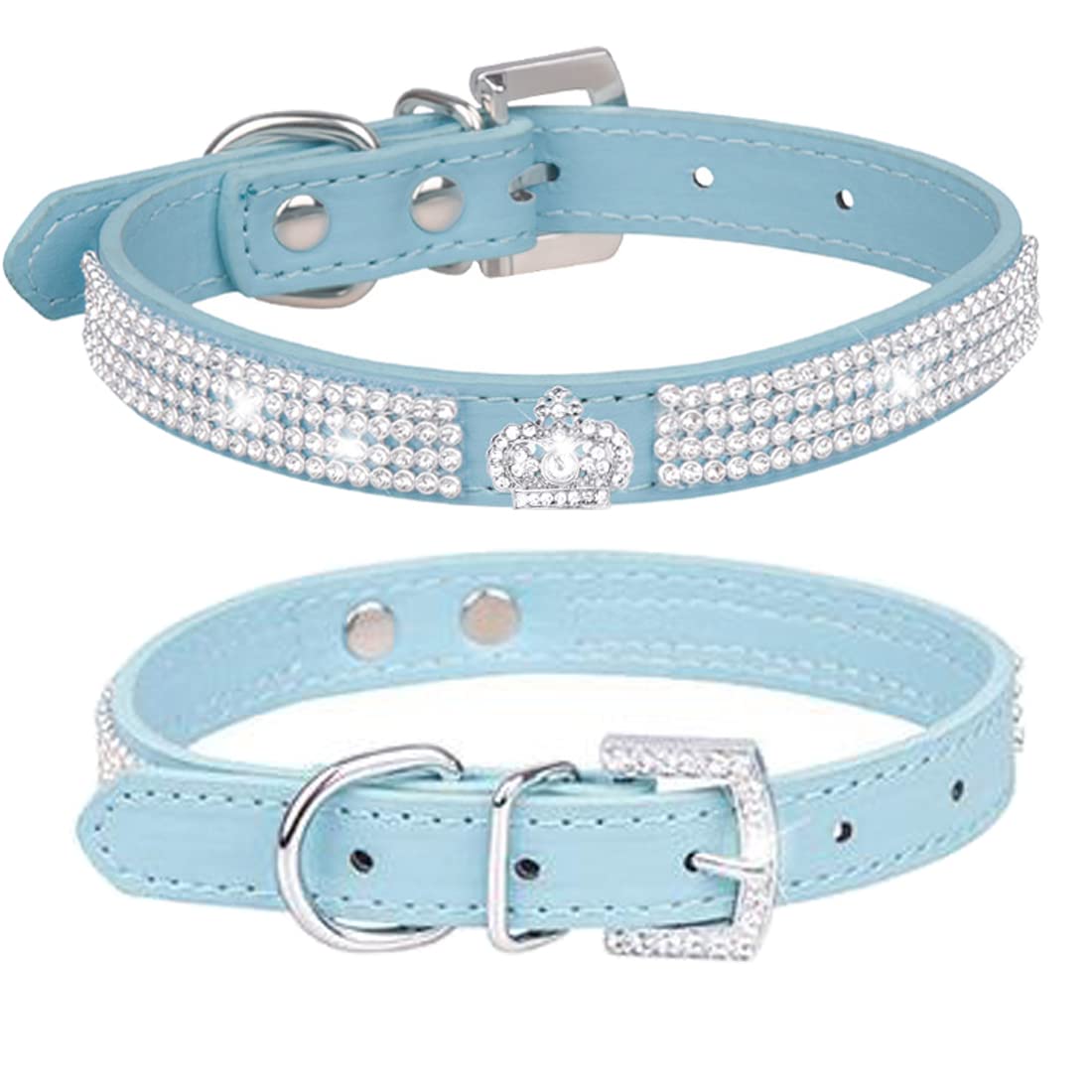 Rhinestone Dog Collar Dog Leather Collar Dog Collar Sparkly Rhinestone Studded Dog Collars for Pet Puppy Cats Combo Set including Leash - Image 2