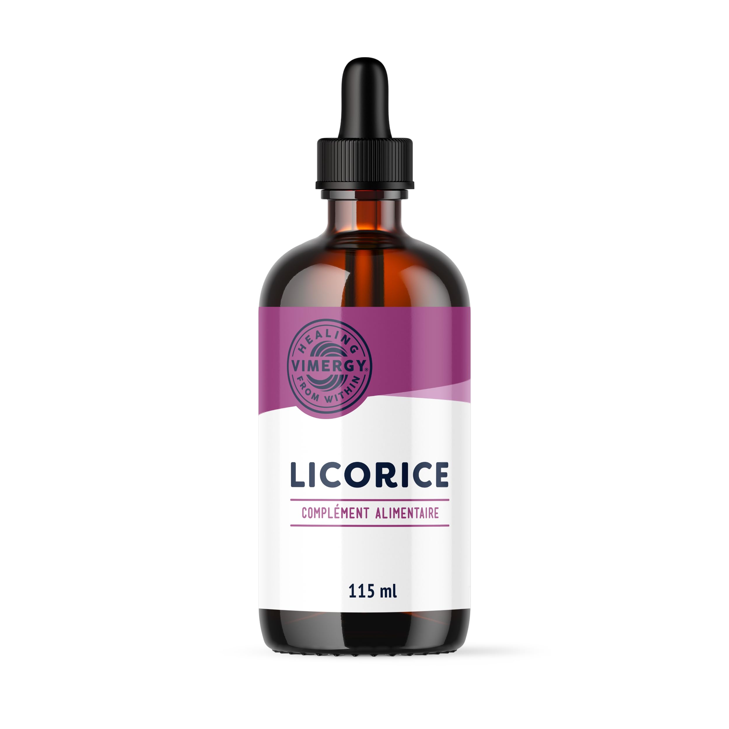 Vimergy Extrait de Racine de Réglisse, 57 Portions - Complément à base de Réglisse - Gouttes - Végétalien - Formulé sans Sucre ni Liant - Sans OGM et sans Gluten (115 ml)