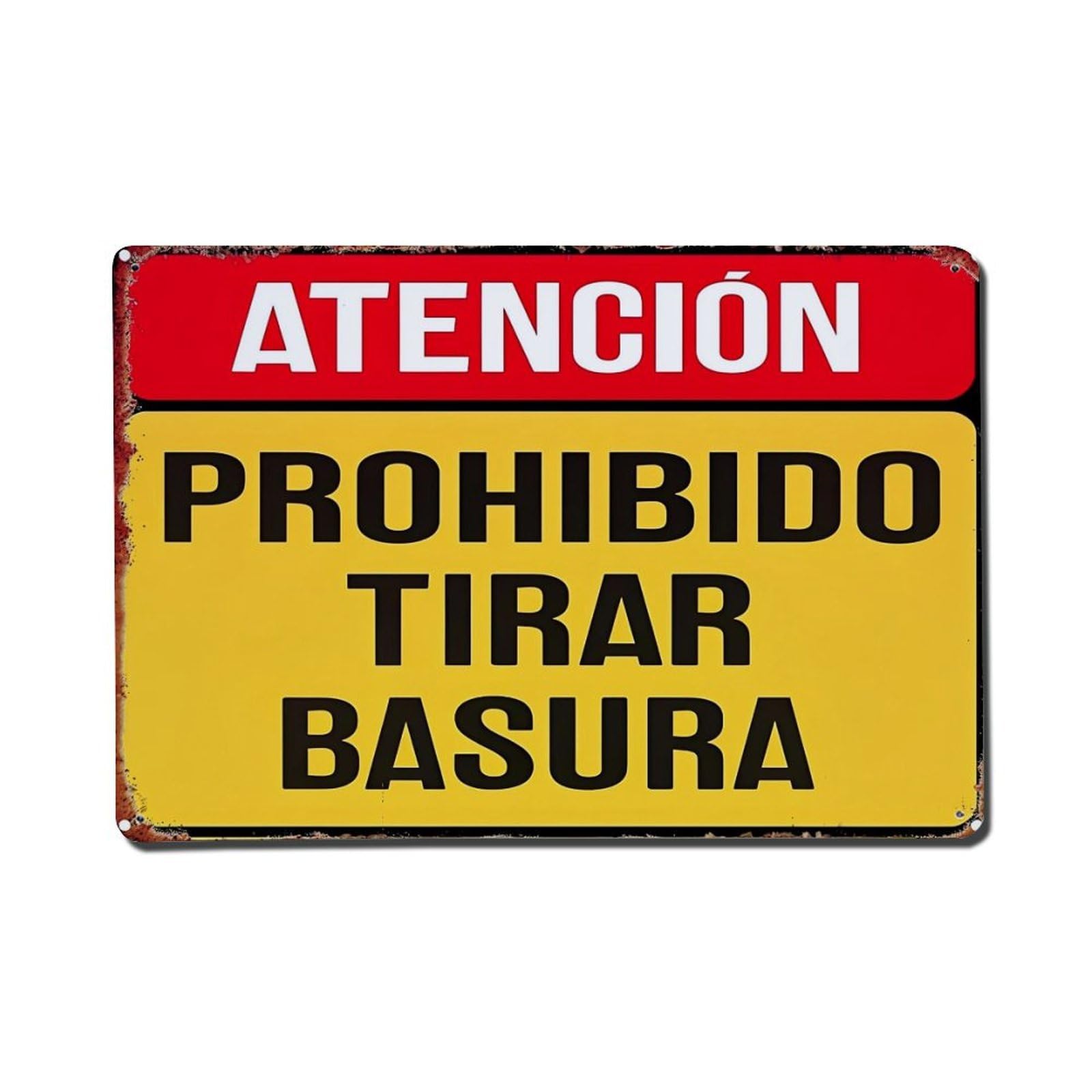 Atencion Prohibido Tirar Basura Metal Tin Sign Plaque