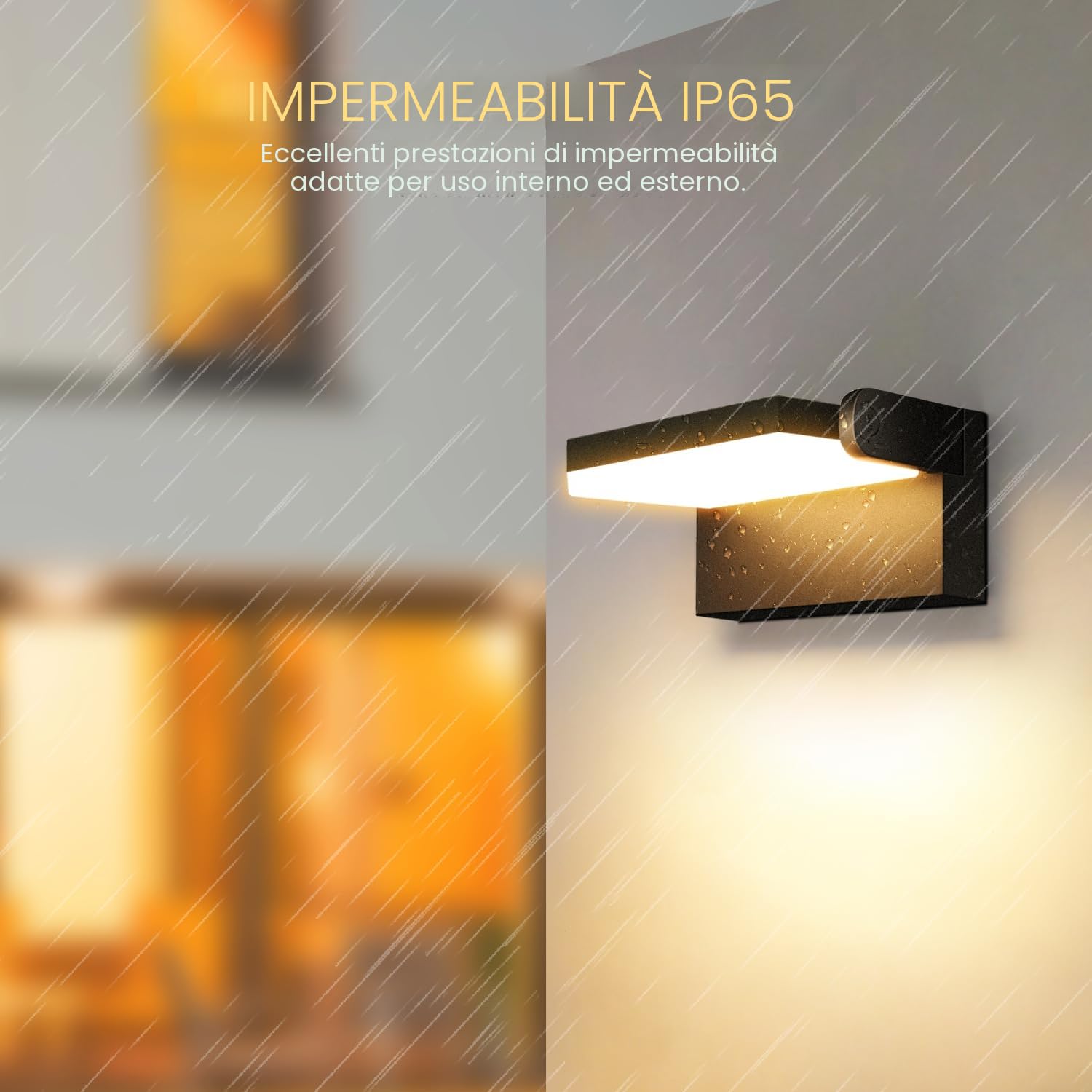 Kingwei 60W 2 Pezzi Applique da Parete Esterno 360° Regolabile 5000 Lumen Lampade da Esterno per Terrazza Garage Giardini, Nero Bianco Caldo 3000K,Applique da IP65 [Classe di efficienza energetica E]