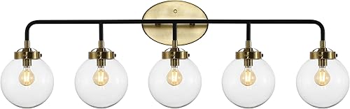 Miniatura 18 de JONATHAN Y JYL9554B Caleb 30.75" 4 luces de transición contemporánea de hierro/vidrio LED luz de tocador LED latón oro/negro/blanco para baño grande