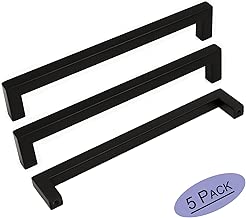 5Pack Goldenwarm Black Square Bar Cabinet Pull Drawer Handle Stainless Steel Modern Hardware for Kitchen and Bathroom Cabinets Cupboard,Center to Center 6-1/4in(160mm) Handles for Kitchen Cabinets - coolthings.us