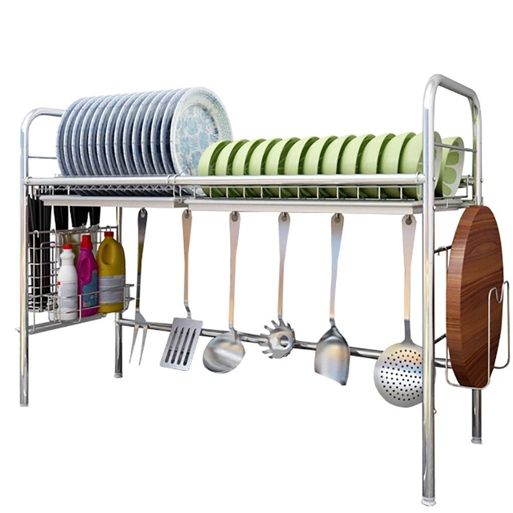 SDVantage Sturdy Stable Dish Drainer Rack, Dish Rack Over The Sink, Large Stainless Steel Kitchen Counter Shelves，Dish Rack with Utensil Rack