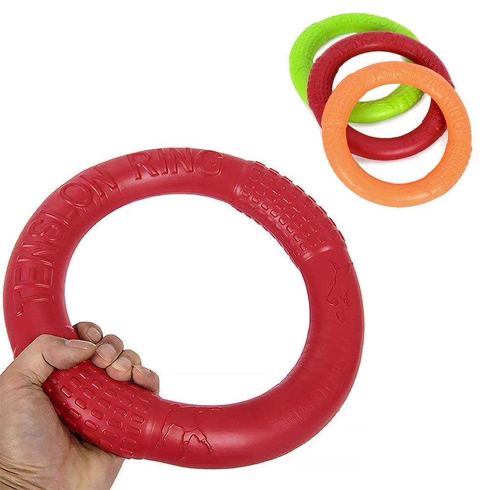 MU Pet Flying Dischi Flying Eva Dog Addestramento Anello Estrattore Resistente Morso Galleiante Giocattolo Giocattolo Puppy Outdoor Interactive Game Playing Prodotti Fornitura,Rosso,Piccolo