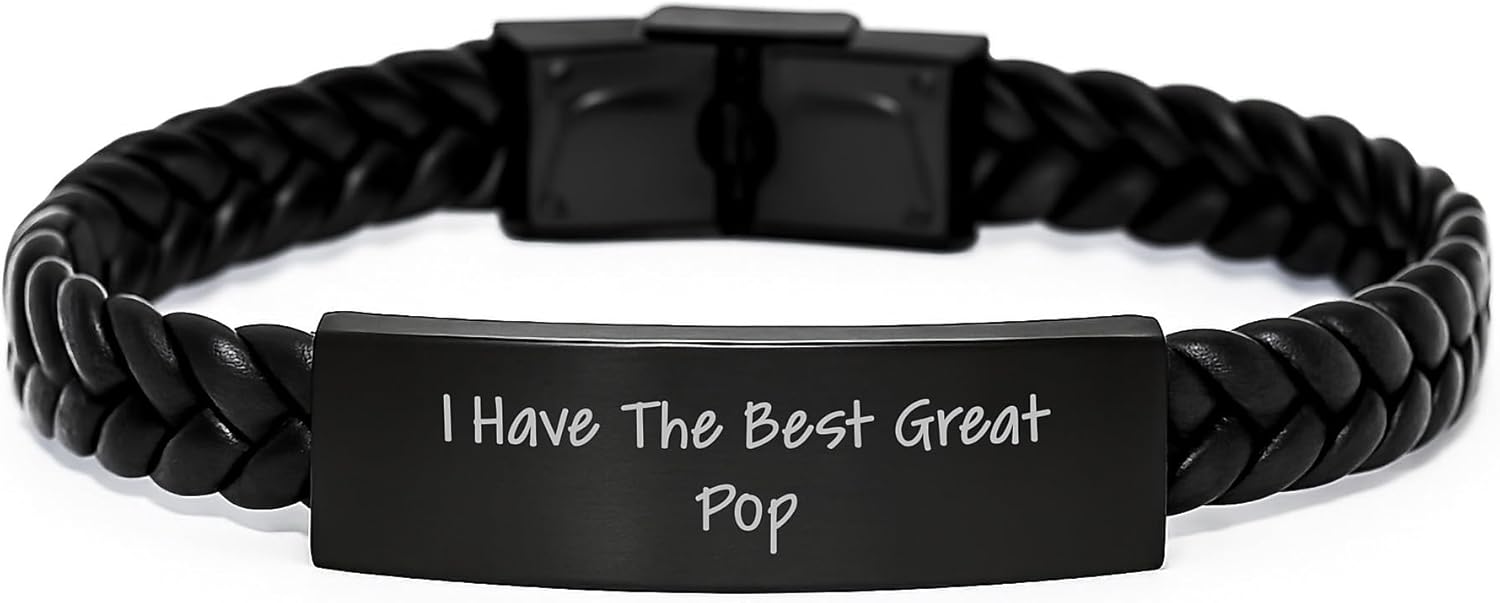 Funny Pop Christmas Unique Gifts from Men to Pop Lovers, Interlaced Leather Bracelet for Women Pop Fans, Great Pop Quote Engraved Stainless Steel Leather Watch