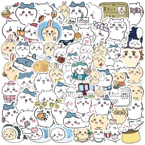60pcs Japanese Cartoon Chiikawa Stickers for Kids, Funny Vinyl Waterproof Stickers for Water Bottle Phone Journal Guitar Skateboard Gifts for Teens Adults