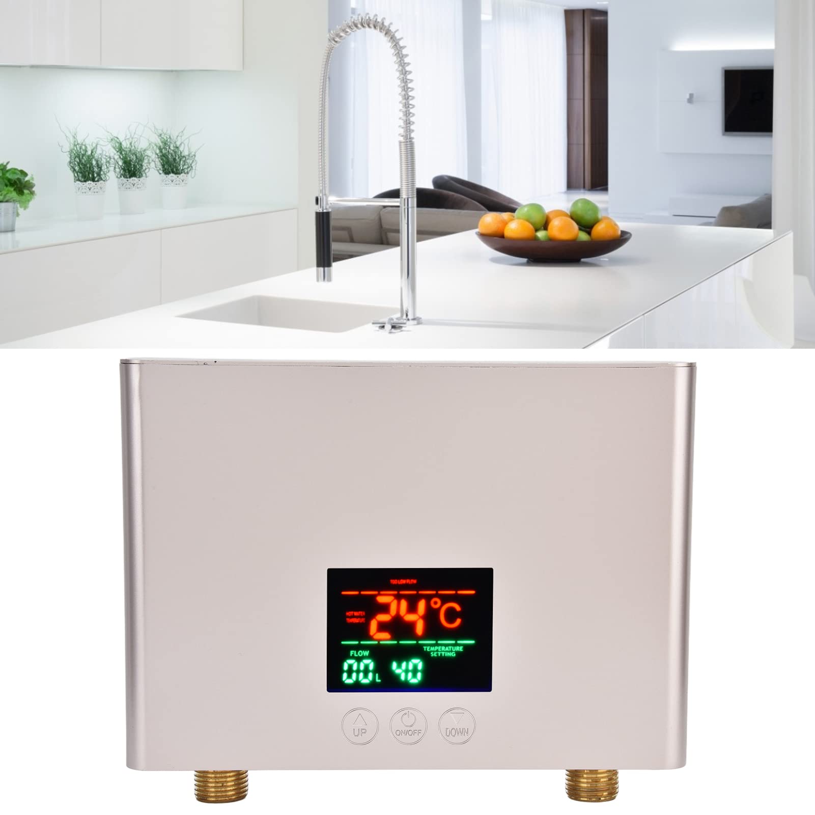 Panel Dotykowy Podgrzewacz Wody Szybkie Ogrzewanie Elektryczne Łazienka Sprzęt Kuchenny 30-55 ℃, Łatwa Instalacja (GOLD)