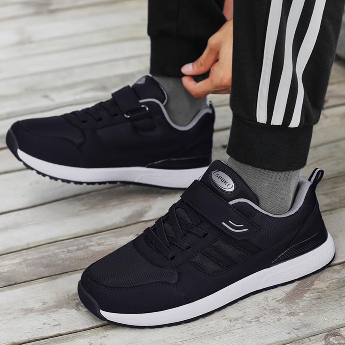 Scarpe Uomo Extra Larghe e Leggere Scarpe Casual per Piedi Gonfi Scarpe Senior con Chiusura