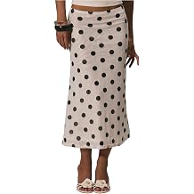MakeMeChic Womens Polka Dots Midi Skirt Summer Mesh Flowy Long Skirts