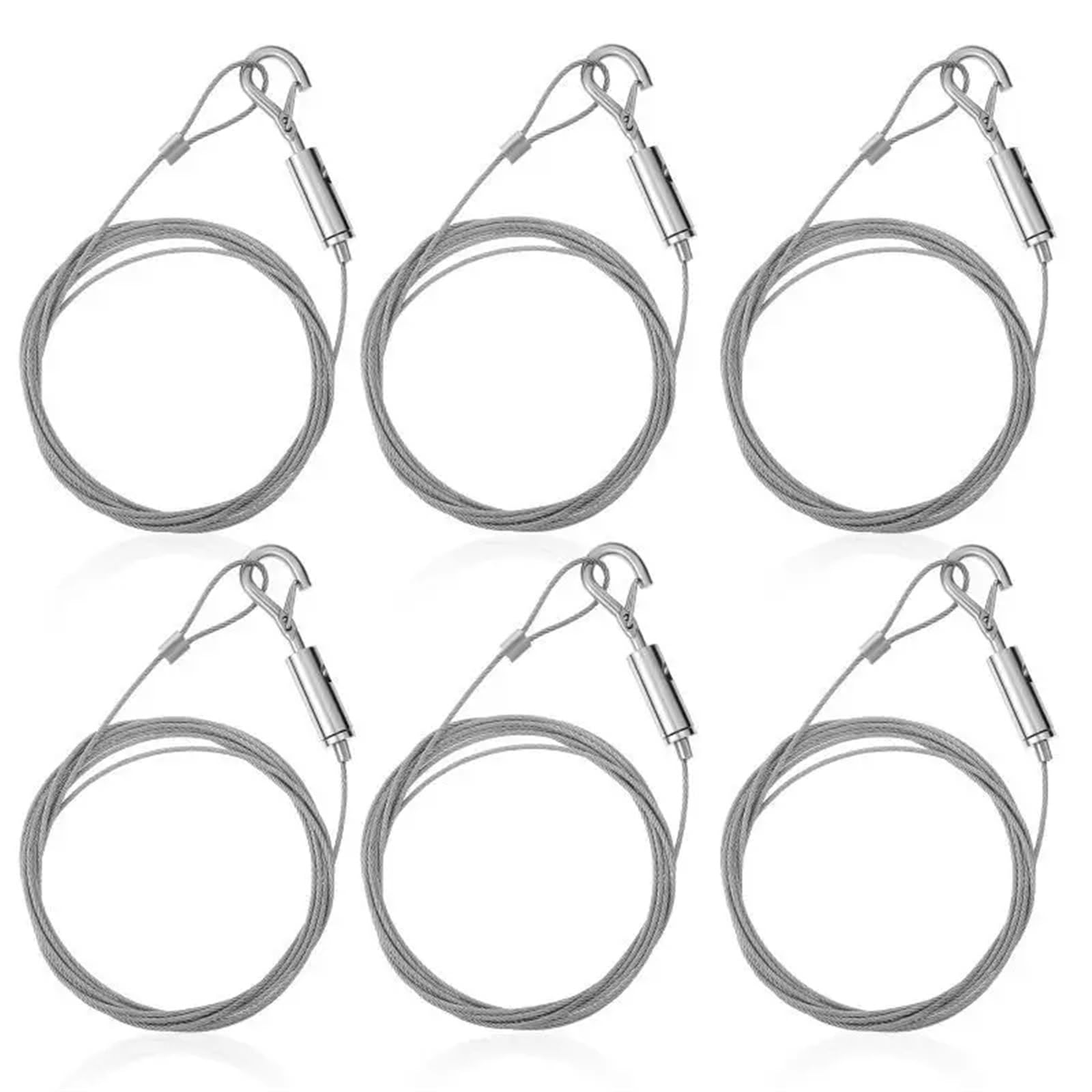 Cable de acero inoxidable en kit de 6 unidades para colgar marcos y espejos con ganchos