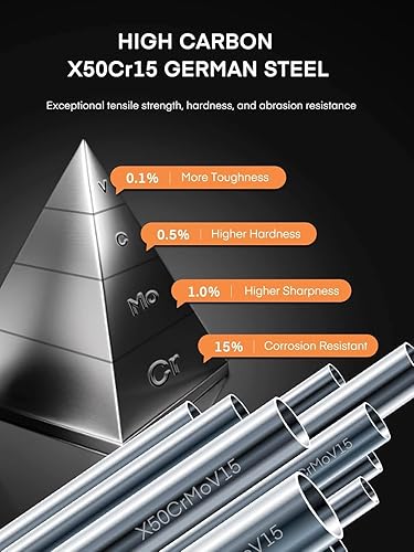 Miniatura 6 de Juego de cuchillos con bloque, juego de 16 cuchillos de cocina de acero inoxidable con afilador y bloque de madera, juego de bloques de cuchillos