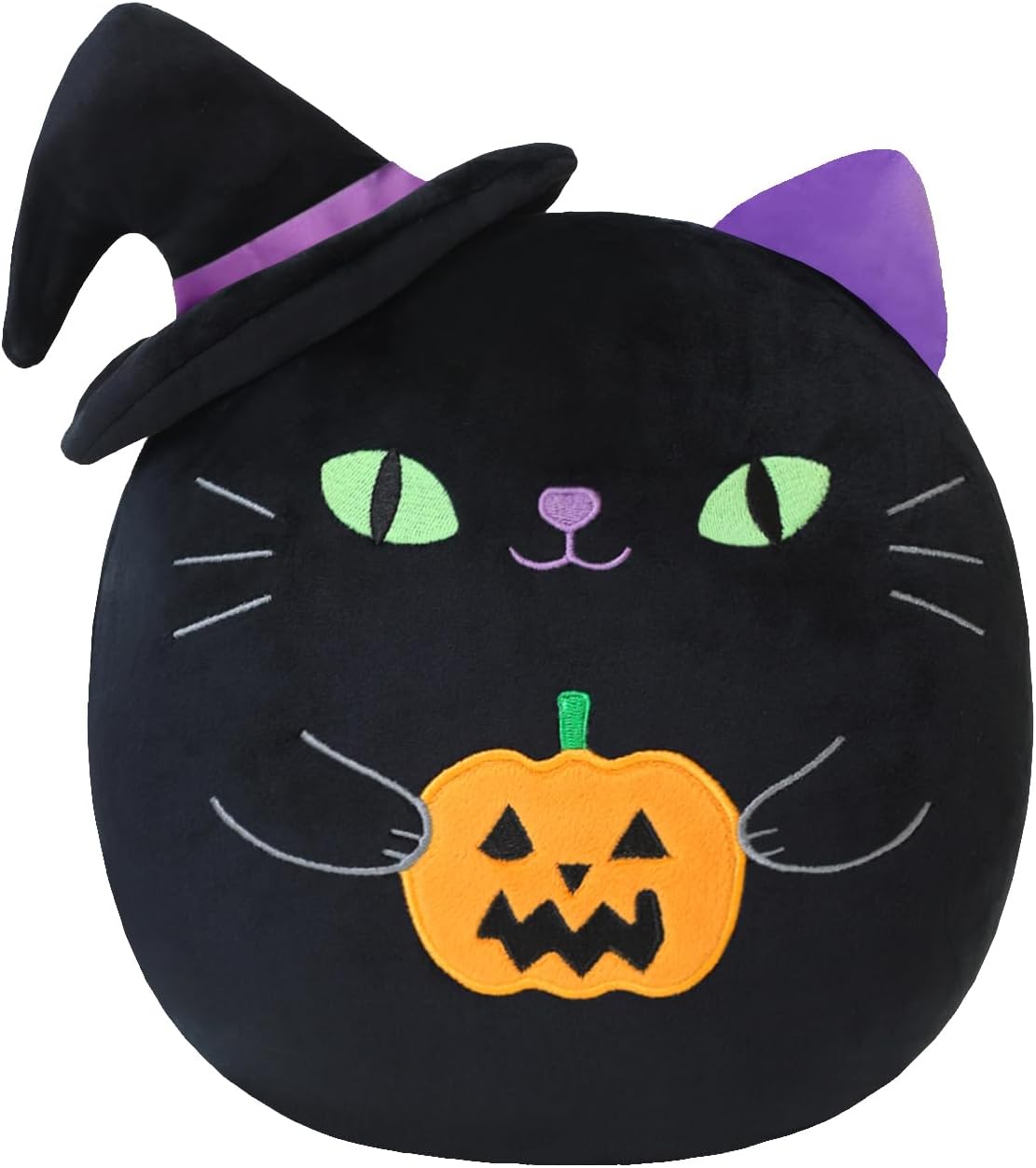 Halloween Cat Stuffed Animal Toy Cute Witch with Pumpkin Stuffed Plush Home Decor Halloween Party Gifts for Kids Girls and Boys?Witch Pumpkin Cat, 10 Inch?