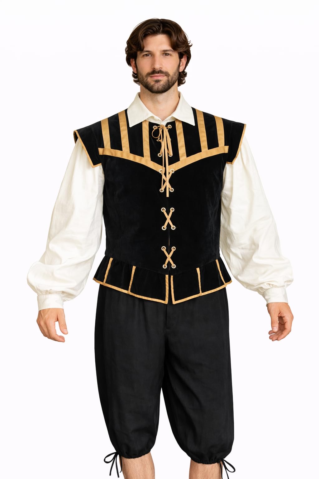 Mens Renaissance Doublet 3 Pc Costume Ren Faire Pirate Medieval Cosplay