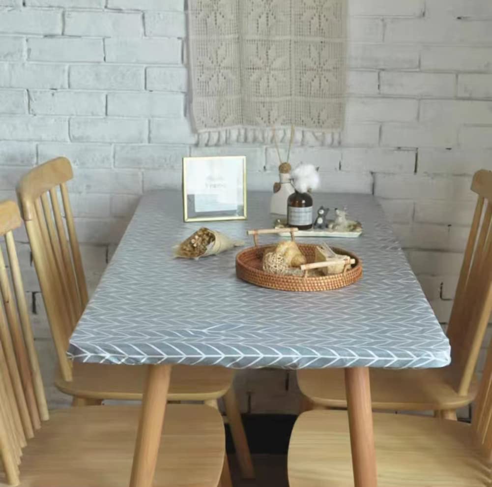 Wodoodporny prostokątny dopasowany obrus, duża elastyczna krawędź, pokrowiec z PCW, odporny na olej i zmywalny obrus, na kemping, piknik, grill, do jadalni, kuchni