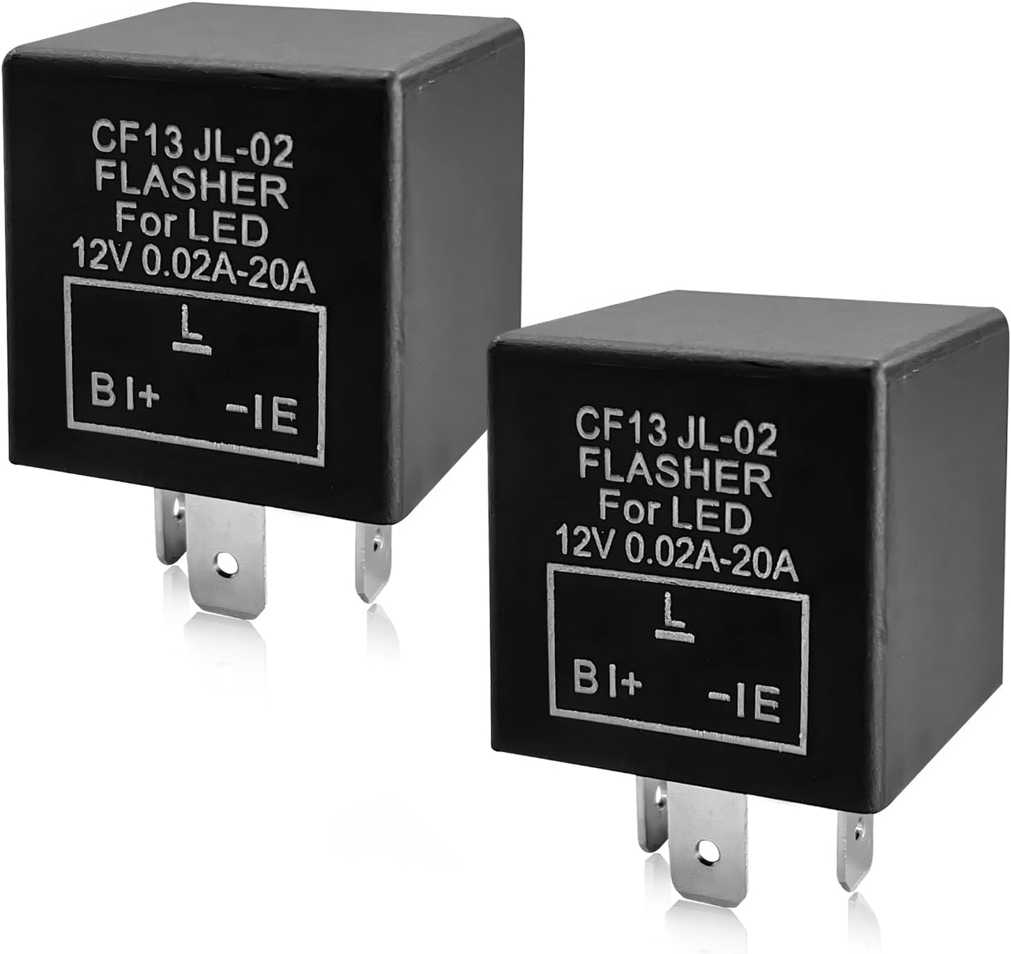 KVAEY CF13 LED Electronic Flasher Relay, CF13 JL-02 EP34 3-Pin 12V 0.02A-20A Turn Signal Relay, Led Light Bulbs Flasher Relays Fix Hazard Warn Hyper Blink Flash, Car Accessories (Fixed, 2PCS)