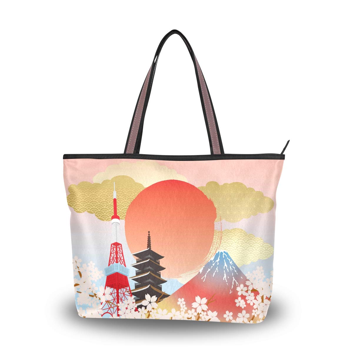 HMZXZQMXO Japan Tokyo Flower Handbags and Purse for Women Tote Bag Large Capacity Top Handle Shopper Shoulder Bag