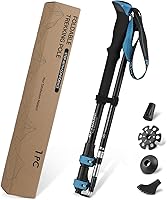 GPTCAMP Ultralight Collapsible Trekking Pole - Adjustable Hiking Stick with EVA Foam Grip for Men Women, Blue (31-51")