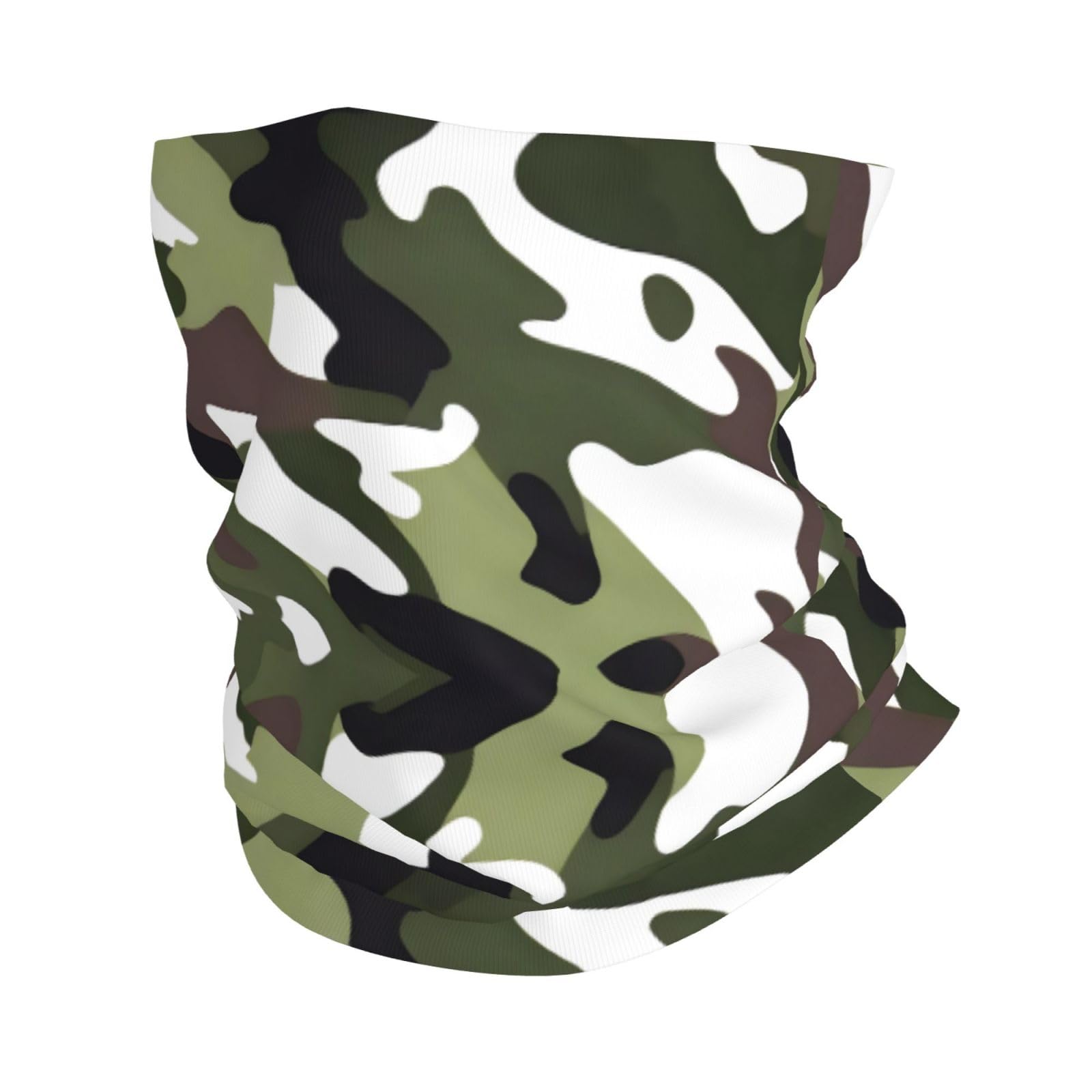 Phayah Unisex White Army Green Camouflage Pattern Neck Gaiter Face Mask Cover Bandana Balaclava Headwear Multifunctional Scarf