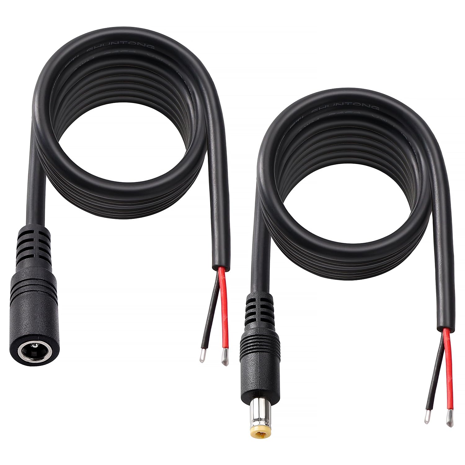 KUOQIY 2 PCS 100cm 18 AWG 5.5mm x 2.5mm DC Power Pigtails Cable, DC Male and Female to Bare Wire Open End Power Supply Replacement Repair Cord, for CCTV Security Camera, LED Strip Light, Black โ image 1