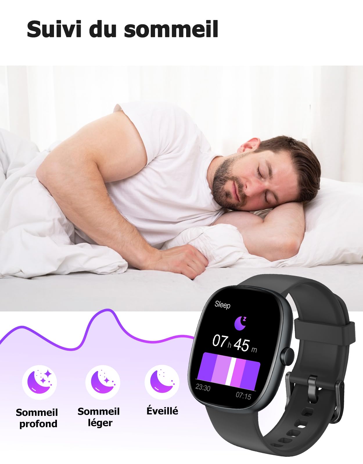 HUAKUA Montre Connectée Homme Femme Smartwatch Appel Bluetooth Notification | Montre Sport pour Samsung Xiaomi iPhone Android iOS Podometre Cardiofréquencemètre Oxymetre Multisport Etanche IP68