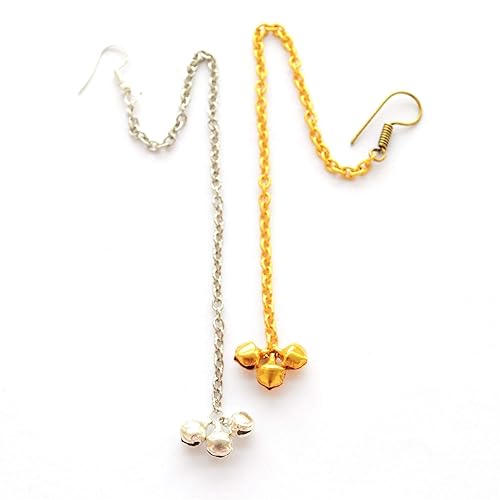 PRETTY PONYTAILS Ponytails Simple Traditional Gold and Silver Plated Ghungroo Ethnic Handmade Maang Tika Hair Jewellery for Kids Girls