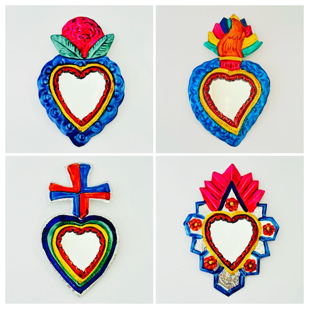 Amazon.co.jp: メキシコ雑貨マルチカラーブリキのミラー4つセット : ホビー