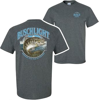 Busch Light Out Fishing Grey Colorway Front and Back Print T-Shirt